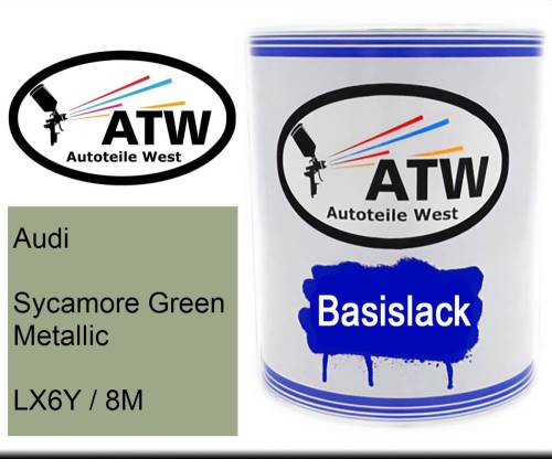 Audi, Sycamore Green Metallic, LX6Y / 8M: 1L Lackdose, von ATW Autoteile West.